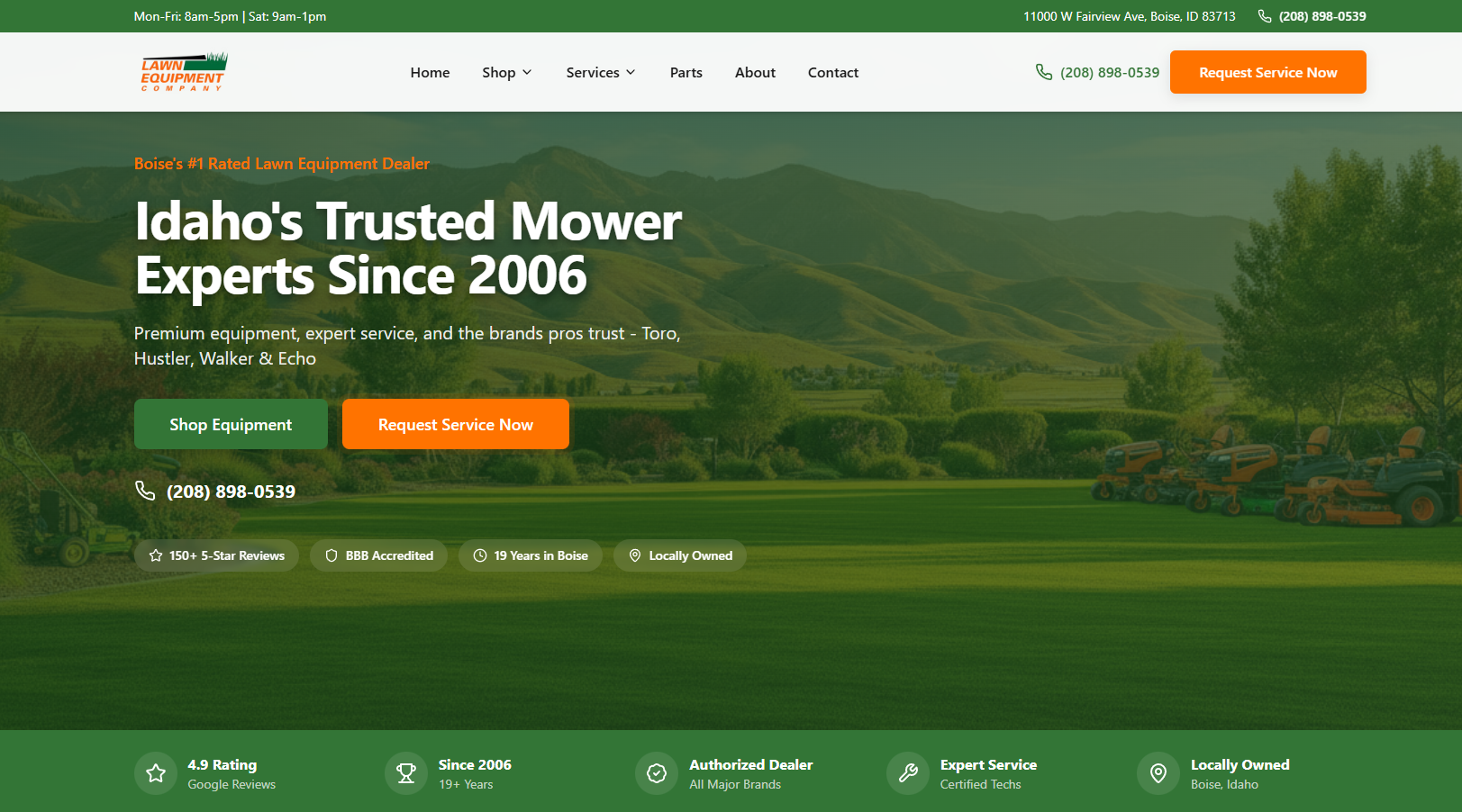 Lawn Equipment Co. website preview