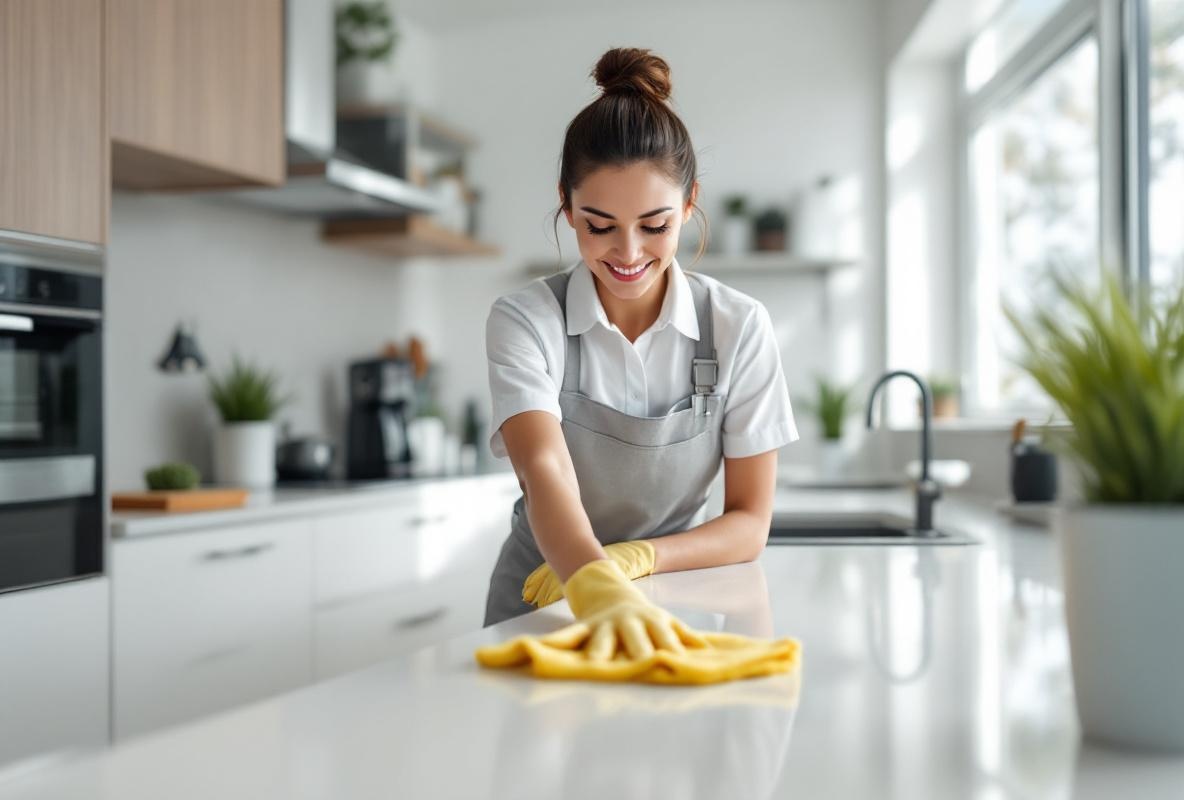 Professional cleaning service team at work