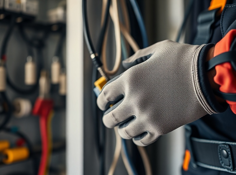Electrician hands working with wiring and tools